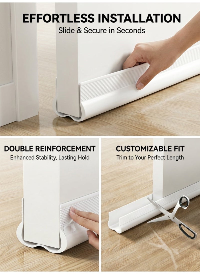 MS MIN 93 cm Snap-On Door Draft Stopper, Under Door Seal with Double-Cavity Design, Noise & Dust Blocker, Fits 3.5–4.6 cm Doors, Easy Installation (Grey) - Image 4